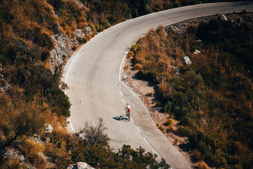 Sticker - Biker on the road - Cyclist photo. Mallorca, Spain, Sa Calobra