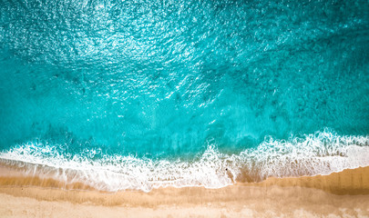 Canvas Print - Aerial view of summer beach and ocean landscape . Free space for your decoration. 