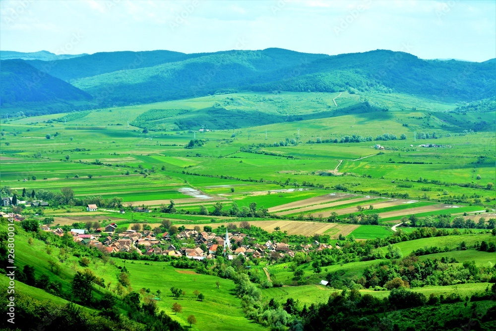 a rural village in Romania seen from above