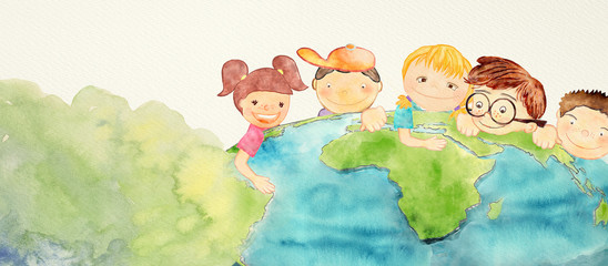 Earth day. Education concept. Watercolor.