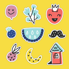 Wall Mural - Summer doodle stickers set