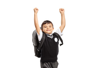 Poster - Happy schoolboy jumping