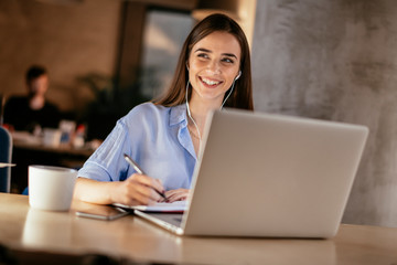 Businesswoman in having a video call on laptop.