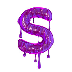 Wall Mural - Purple dripping slime halloween capital letter S