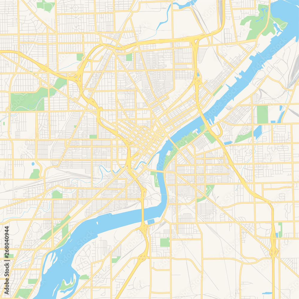 Empty vector map of Toledo, Ohio, USA - obrazy, fototapety, plakaty 