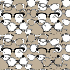 Wall Mural - Glasses. Seamless pattern. Drawing by hand in vintage style. Points of different shapes and sizes.