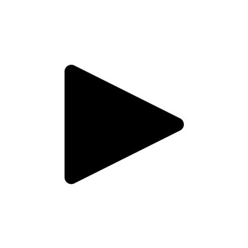 Play button icon isolated on transparent background. Black symbol for your design. Vector illustration, easy to edit.