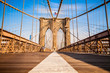 Empty Brooklyn Bridge promenade in New York City