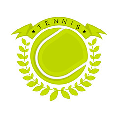 Sticker - Tennis emblem with a ball and a laurel wreath - Vector