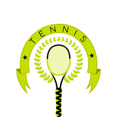 Wall Mural - Tennis emblem with a racket and a laurel wreath - Vector