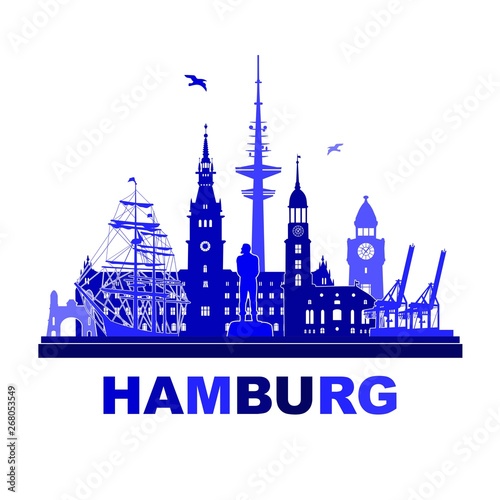 Hamburg Deutschland Stadt Silhouette Umriss Vektor Skyline - Germany ...