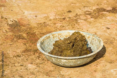 Container Full Of Cow Dung Used As Natural Fuel In Indian Villages