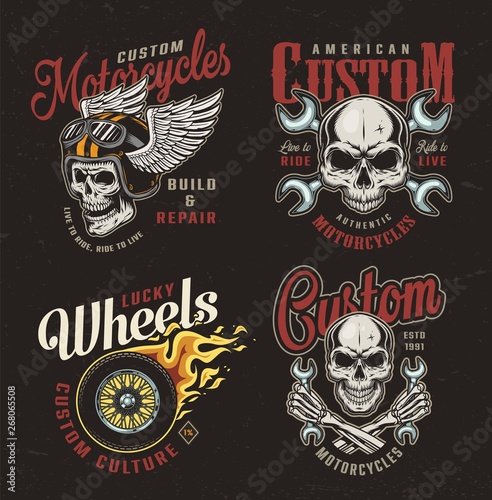 Dekoracja na wymiar  kolorowe-emblematy-motocykla-vintage