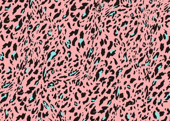 Sticker - Pink Leopard skin pattern design. Leopard print vector illustration background. Wildlife fur skin design illustration for print, web, home decor, fashion, surface, graphic design