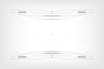 Poster - HUD Futuristic Elements Screen User Interface Vector. Grayscale Tone Information Abstract Control Monitor Panel Illustration.