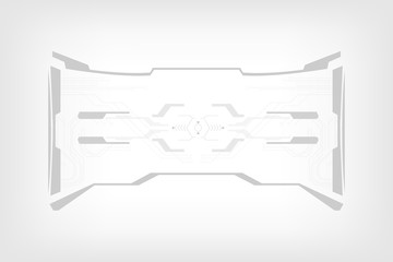 Poster - HUD Futuristic Elements Screen User Interface Vector. Grayscale Tone Information Abstract Control Monitor Panel Illustration.