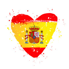 Wall Mural - Spanish flag in the form of a big heart. Vector illustration