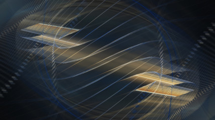 Poster - Abstract background. 3d illustration. Fractal graphics composition of dots, waves and rays of light.
