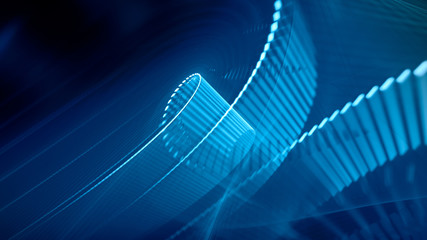 Poster - Abstract background. 3d illustration. Fractal graphics composition of dots, waves and rays of light.