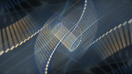 Poster - Abstract background. 3d illustration. Fractal graphics composition of dots, waves and rays of light.