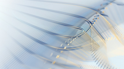 Poster - Abstract background. 3d illustration. Fractal graphics composition of dots, waves and rays of light.