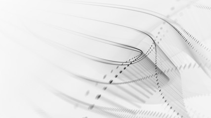 Poster - Abstract background. 3d illustration. Fractal graphics composition of dots, waves and rays of light.