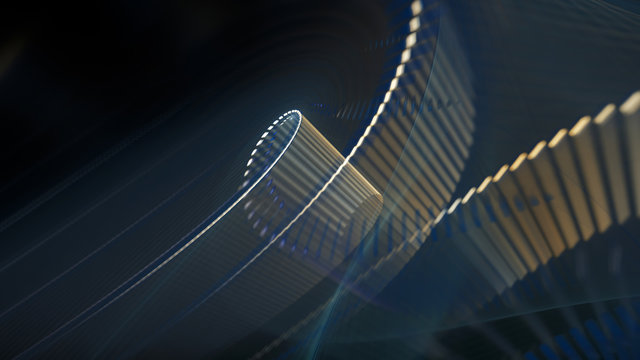 Abstract background. 3d illustration. Fractal graphics composition of dots, waves and rays of light.