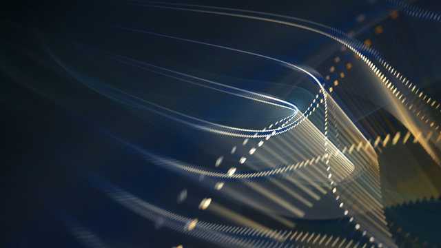 Abstract background. 3d illustration. Fractal graphics composition of dots, waves and rays of light.