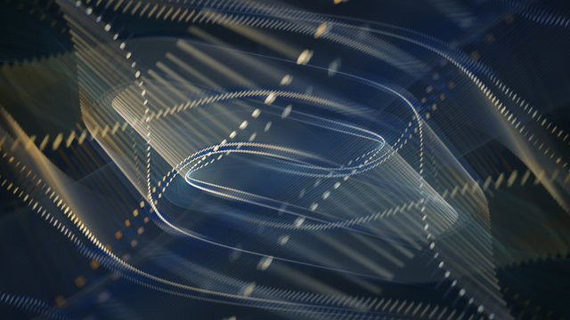 Abstract background. 3d illustration. Fractal graphics composition of dots, waves and rays of light.