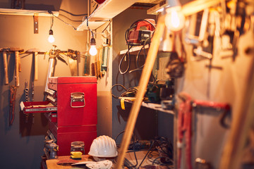 Retro / vintage workshop with misc. tools.