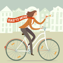  Bike To Work Poster With Worker Lady
