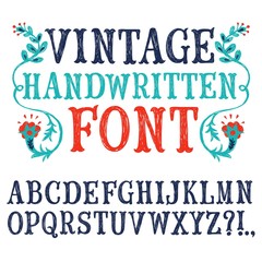 Vintage hand written vector font