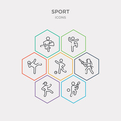 Wall Mural - simple set of hurling, judo, kendo, kickball icons, contains such as icons kickboxing, kung fu, lacrosse and more. 64x64 pixel perfect. infographics vector