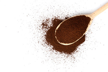 Wall Mural - Coffee powder isolated on white background.