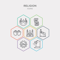 Poster - simple set of islamic ghusl, islamic halal, islamic minbar, mosque icons, contains such as icons pray, praying carpet, ramadan and more. 64x64 pixel perfect. infographics vector