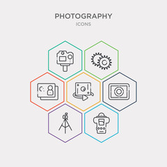 Wall Mural - simple set of light meter, tripod, metering, chroma icons, contains such as icons night mode, contrast, high quality and more. 64x64 pixel perfect. infographics vector