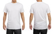 © runrun2 - White t-shirt on a young man isolated on white background. Front and back view.