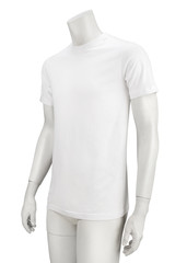 Wall Mural - White plain shortsleeve cotton T-Shirt on a mannequin isolated on a white background