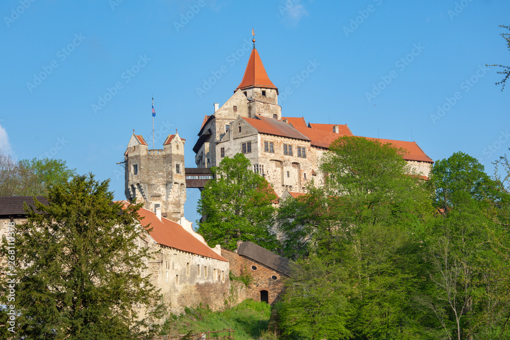Obraz na płótnie Pernstejn Castle is located in Moravia, Czech Republic, 25 km north-west of Brno. w salonie