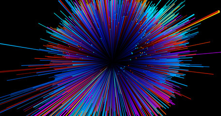 Abstract big data background wallpaper design. Motion pattern texture with shine colorful lines and cubes. Modern light shiny backdrop illustration. 3D render