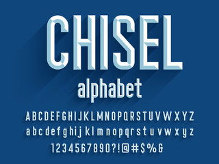 Fototapete - Chisel style alphabet design with uppercase, lowercase, number and symbols