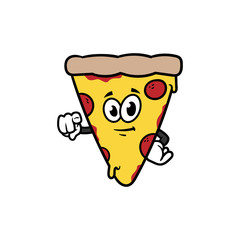 Wall Mural - Cartoon Pointing Pizza Character Vector