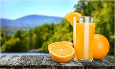 Orange Juice in glass on   background.