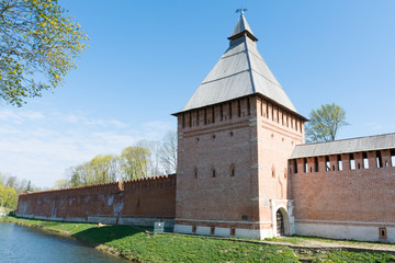 Large rectangular tower Kopytenskaya and Smolensk fortress wall