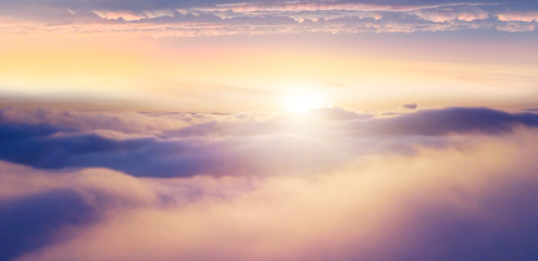 Wall Mural - beautiful sunrise cloudy sky from aerial view