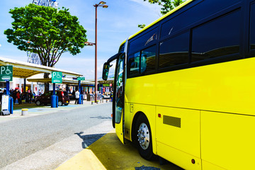 Tour bus in service area Japan