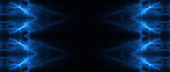 Wall Mural - blue circular wave glow. kaleidoscope lighting effect.