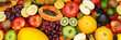 Fruits collection food background banner apples oranges lemons fresh fruit