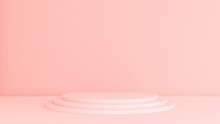 Pink White Light Background, Studio And Pedestal. 3d Illustration, 3d Rendering.