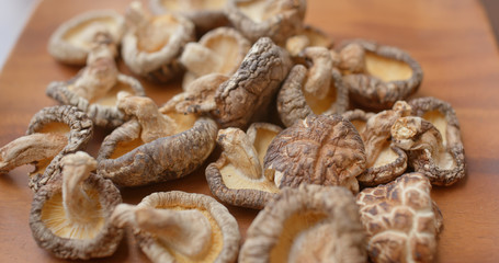 Sticker - Dry of the mushroom on wooden plate